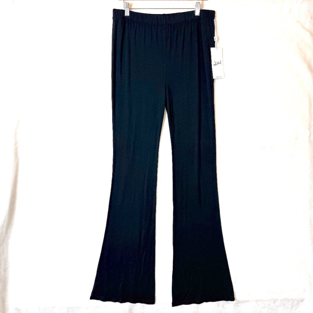 NEW LEZAT USA High Rise Pull On Modal Lounge Comfort Yoga Flared Pants XL Black